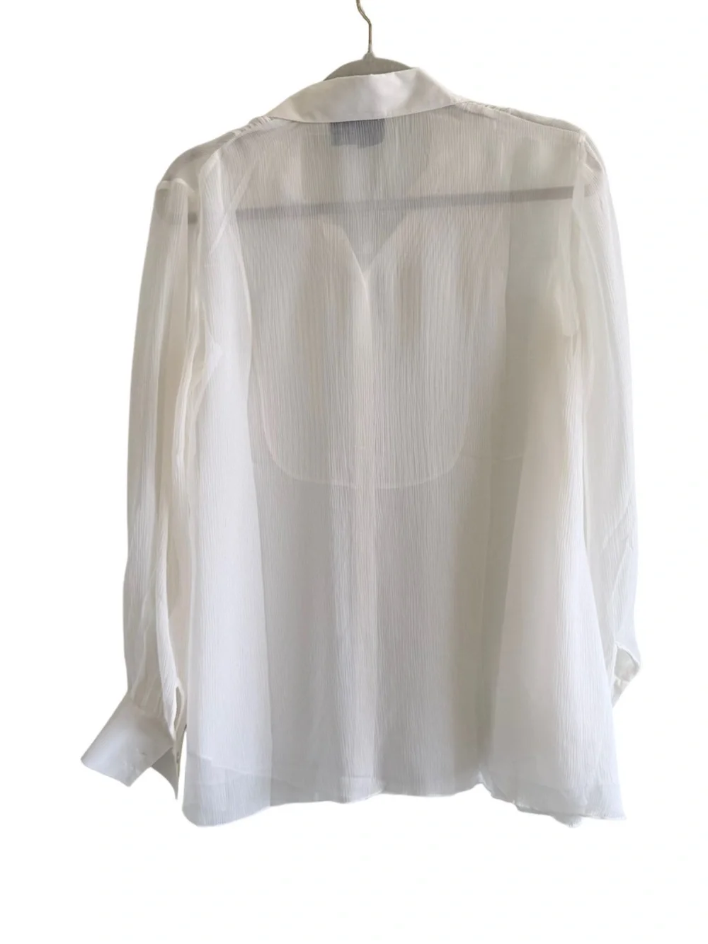 CAMI Sheer Silk Button Up Tuxedo Shirt White Size 8 Style 63783 NWT